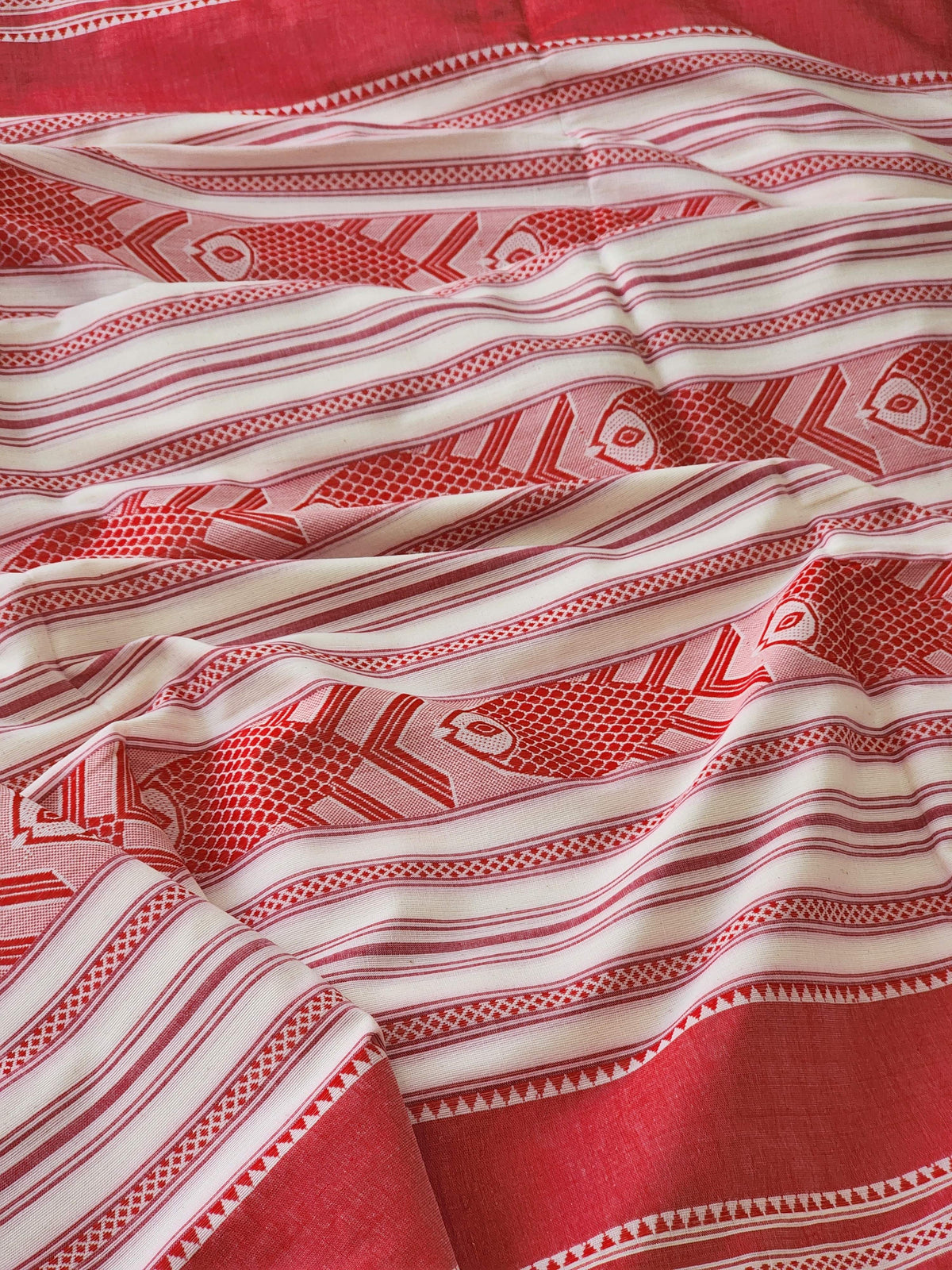 Red Dhonekhali Cotton Saree