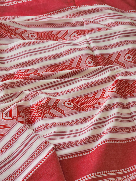 Red Dhonekhali Cotton Saree