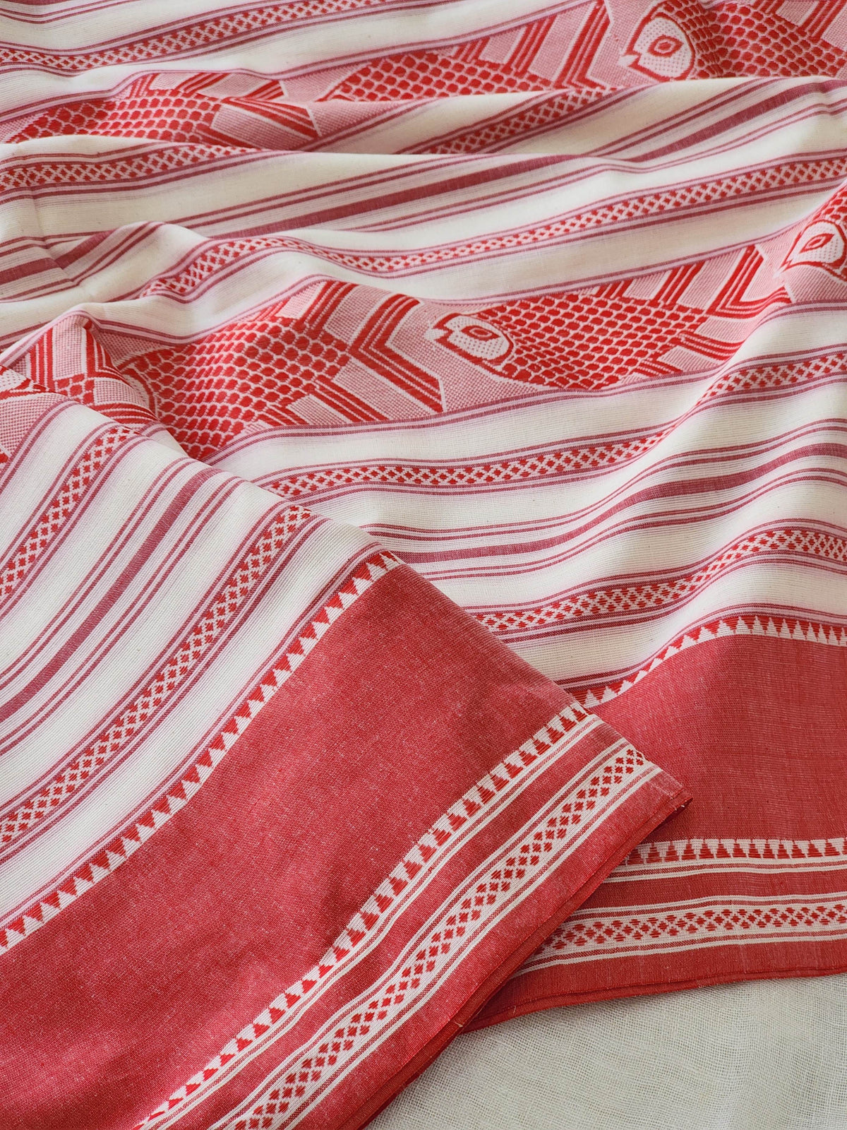 Red Dhonekhali Cotton Saree