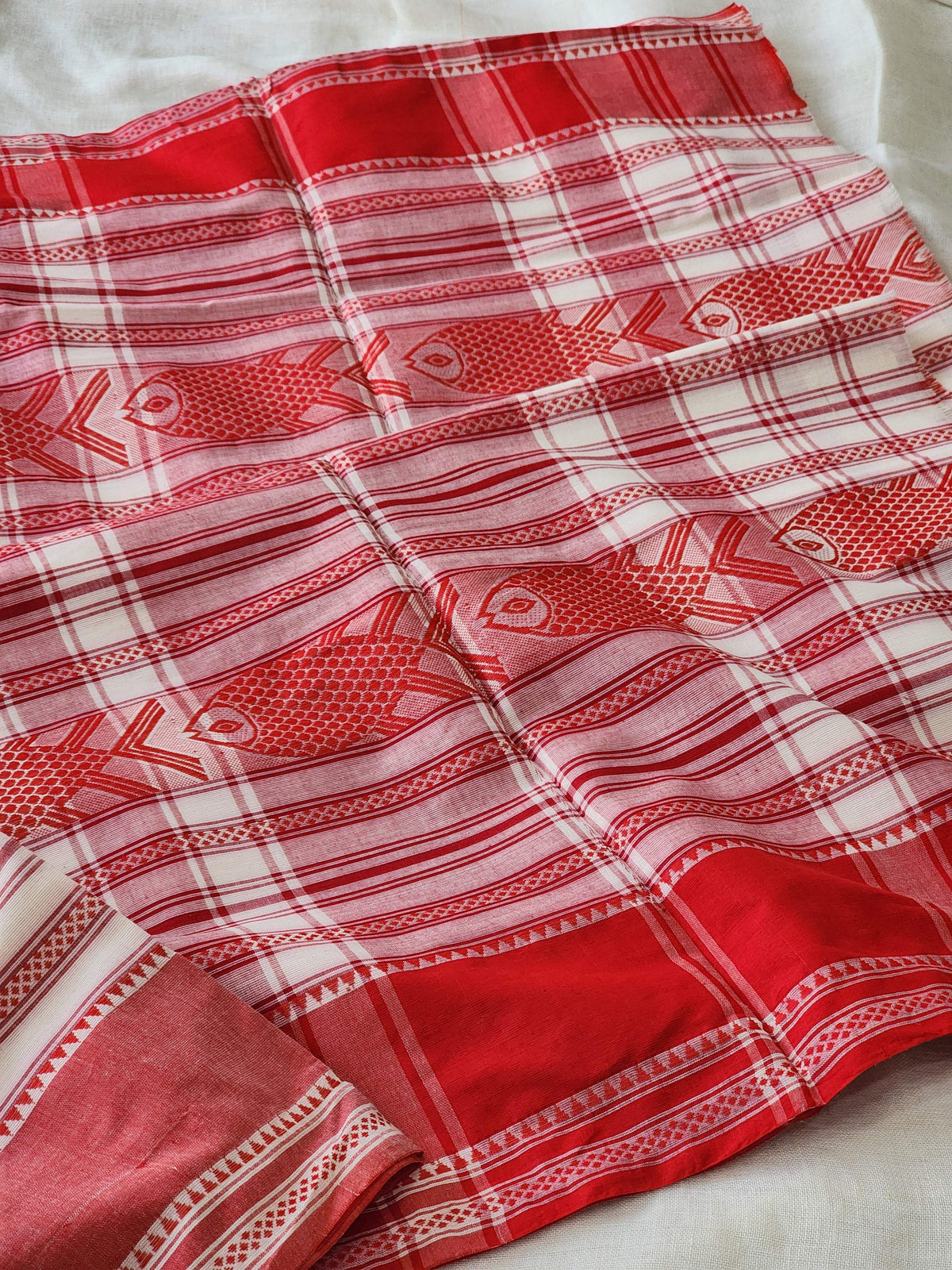 Red Dhonekhali Cotton Saree