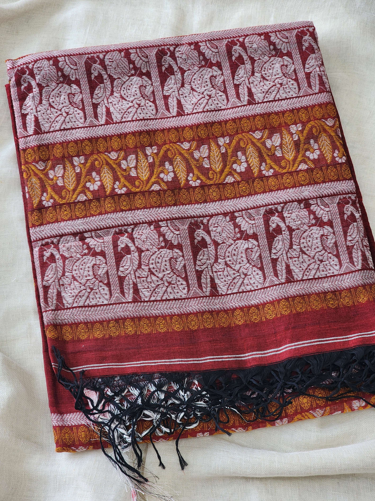 Maroon Baluchari Cotton Saree