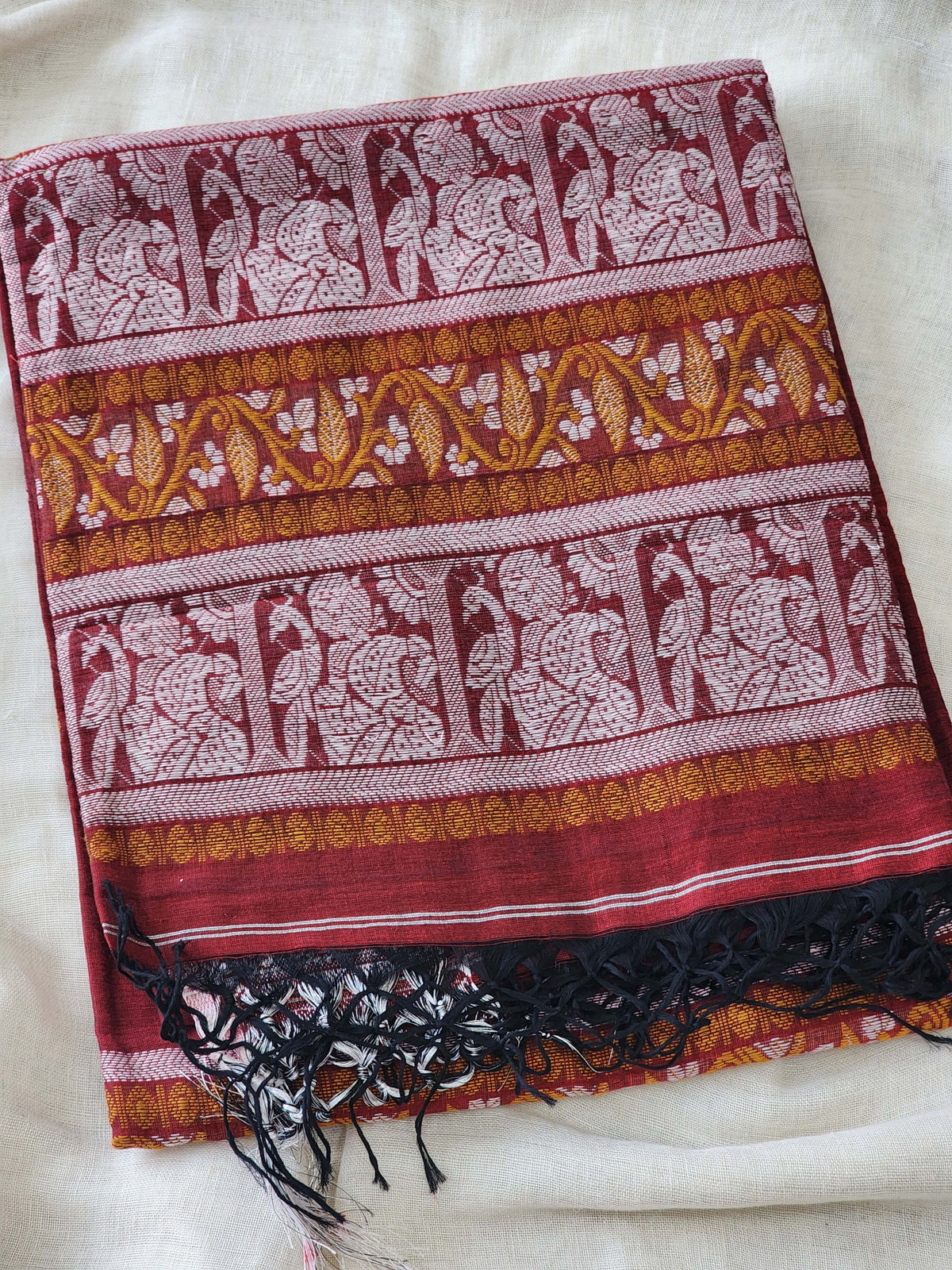 Maroon Baluchari Cotton Saree
