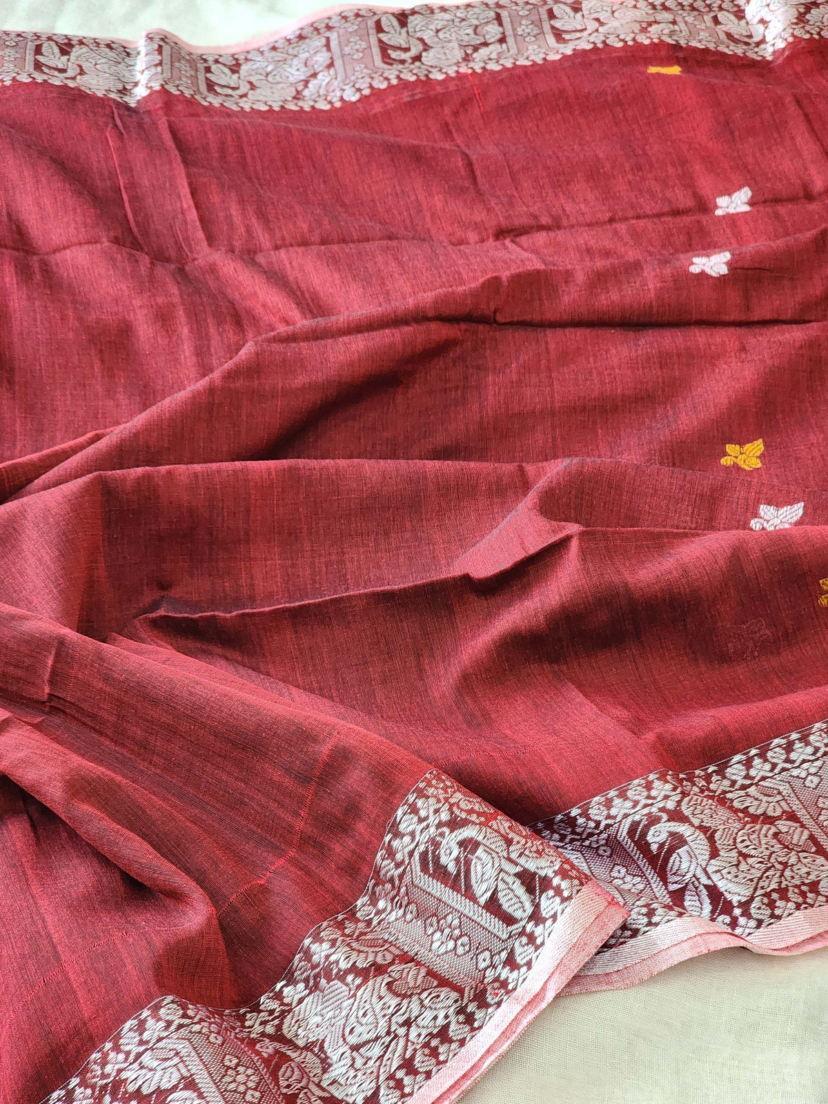 Maroon Baluchari Cotton Saree
