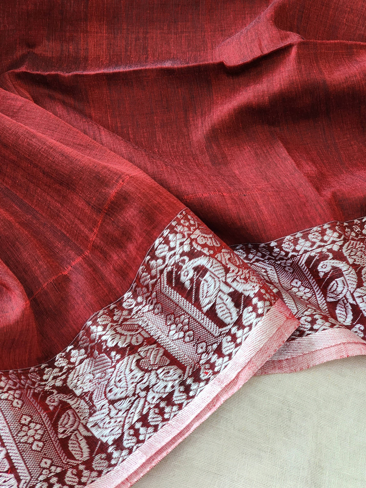 Maroon Baluchari Cotton Saree