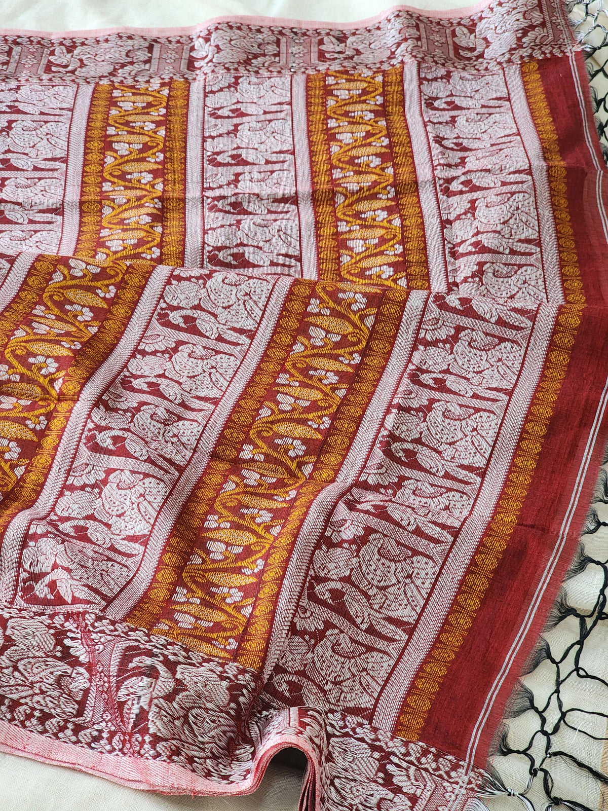 Maroon Baluchari Cotton Saree