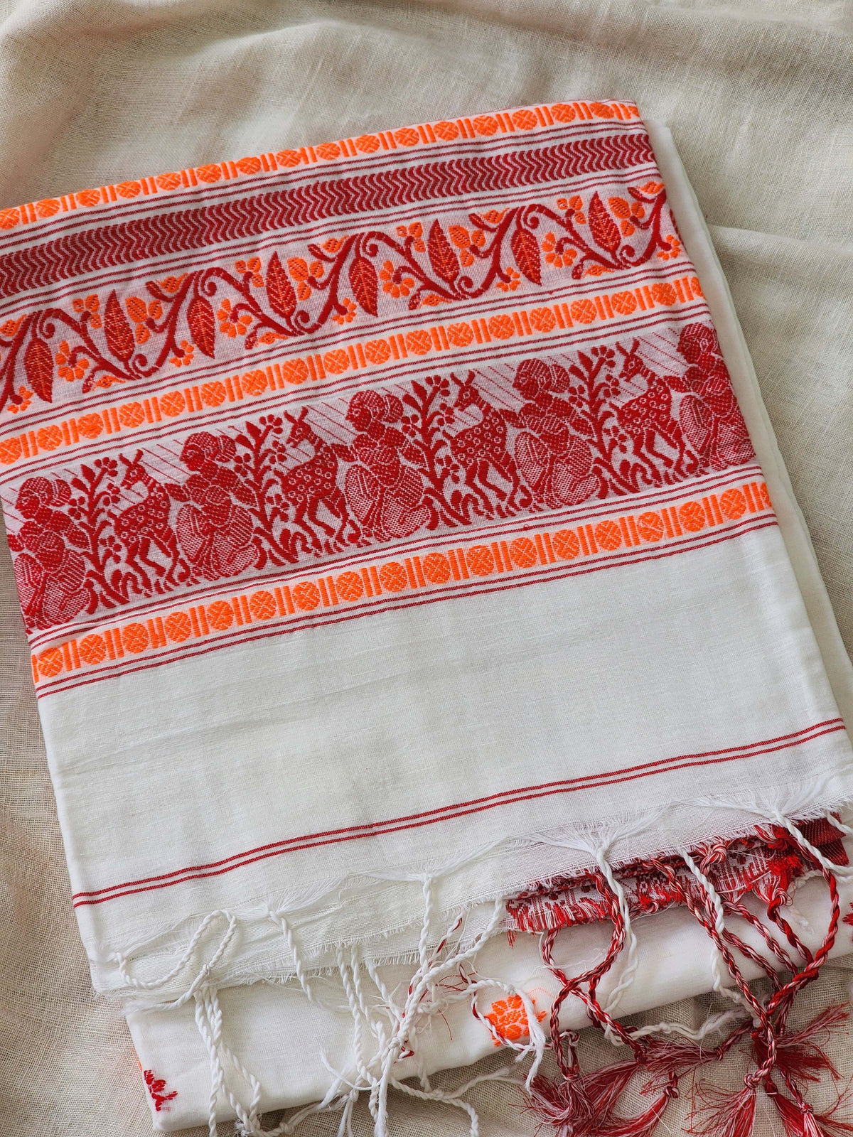 White Baluchari Cotton Saree