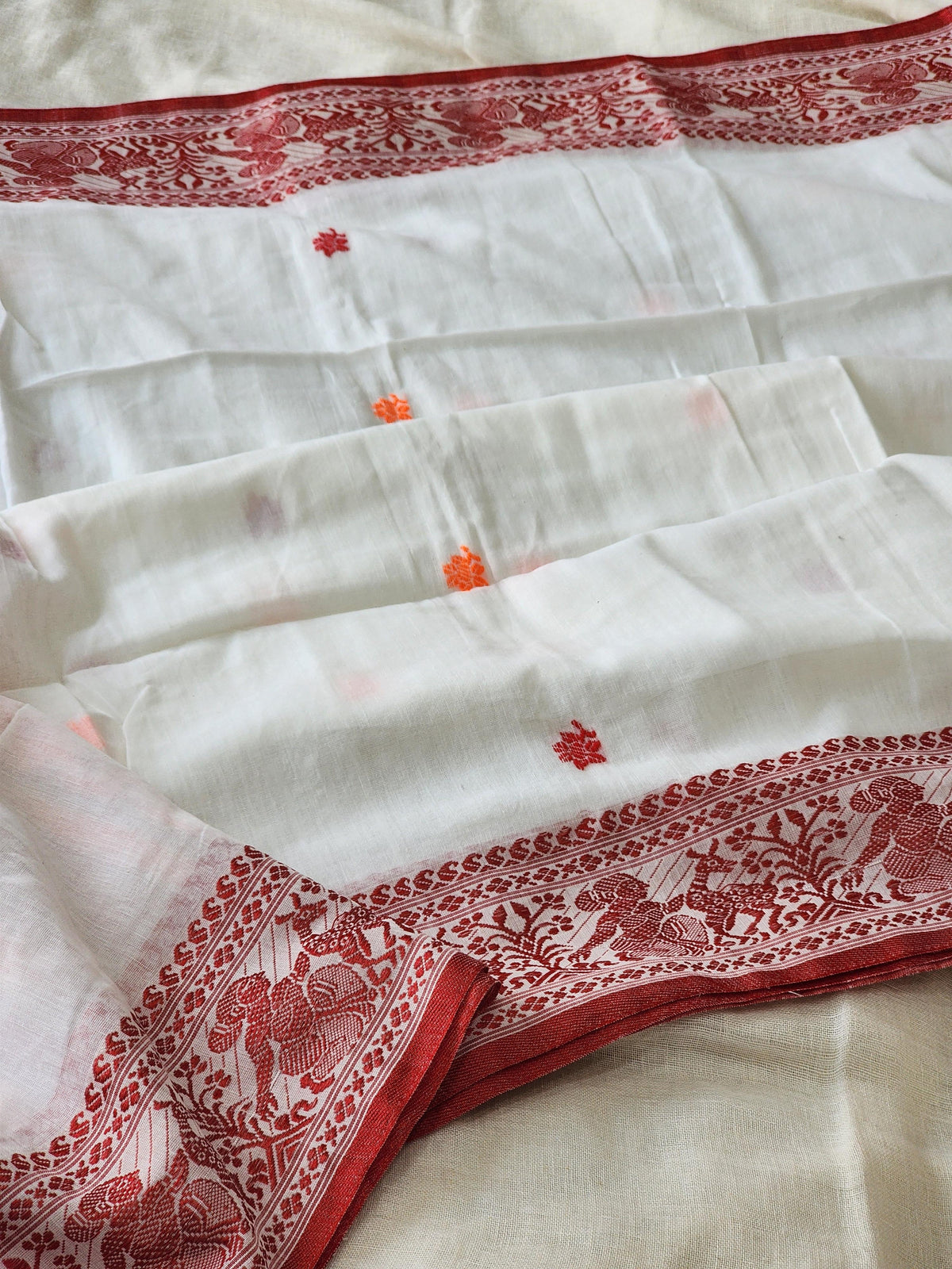 White Baluchari Cotton Saree