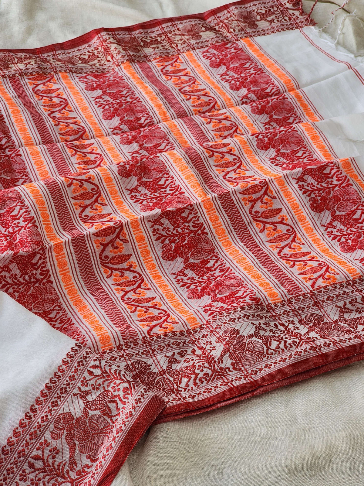 White Baluchari Cotton Saree