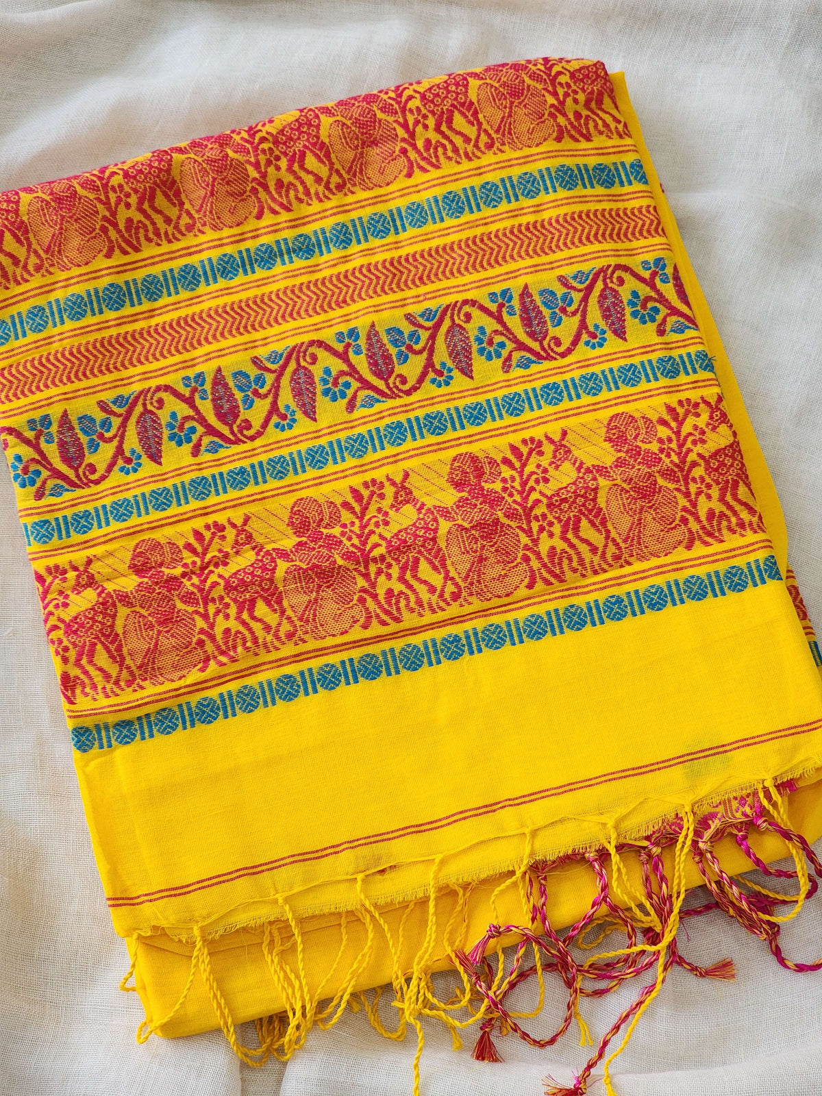 Yellow Baluchari Cotton Saree