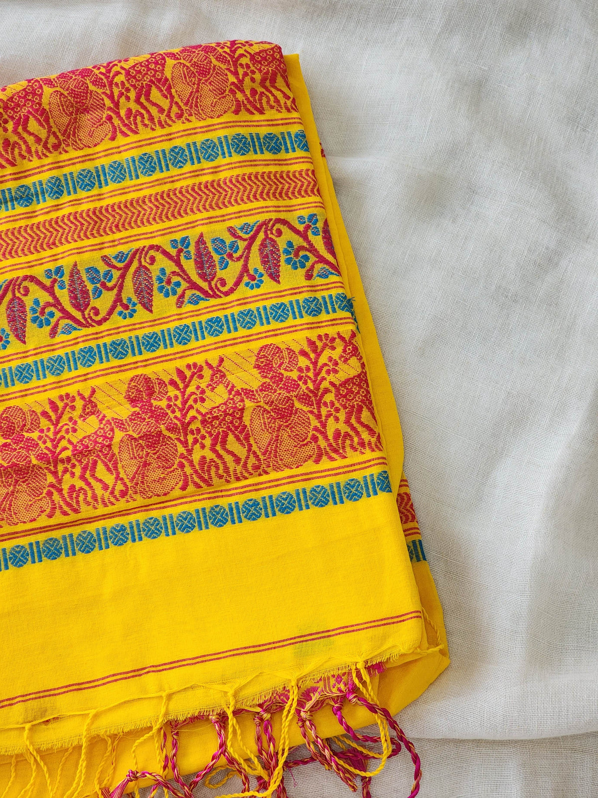 Yellow Baluchari Cotton Saree