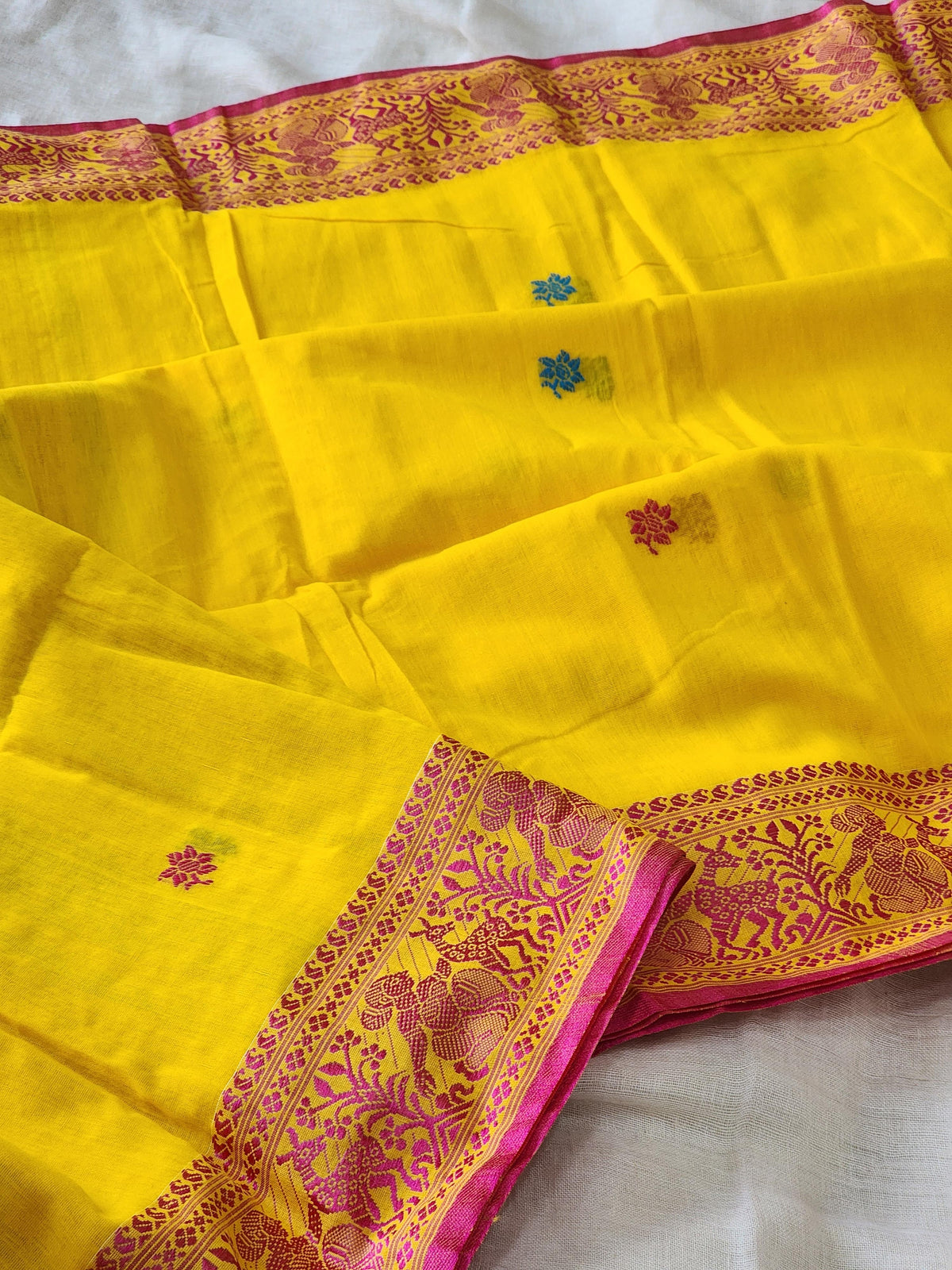Yellow Baluchari Cotton Saree
