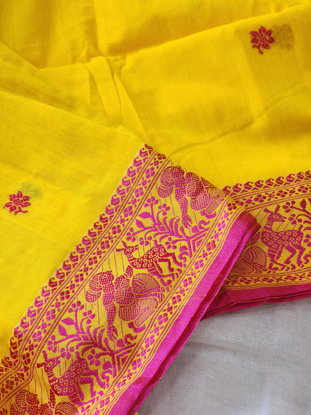 Yellow Baluchari Cotton Saree