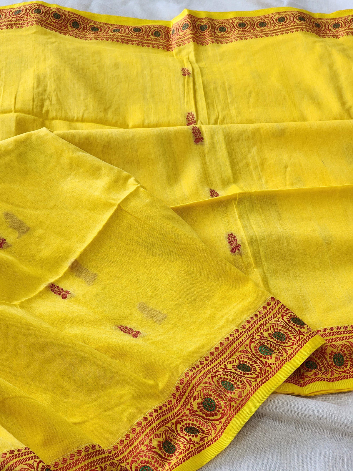 Yellow Baluchari Cotton Saree