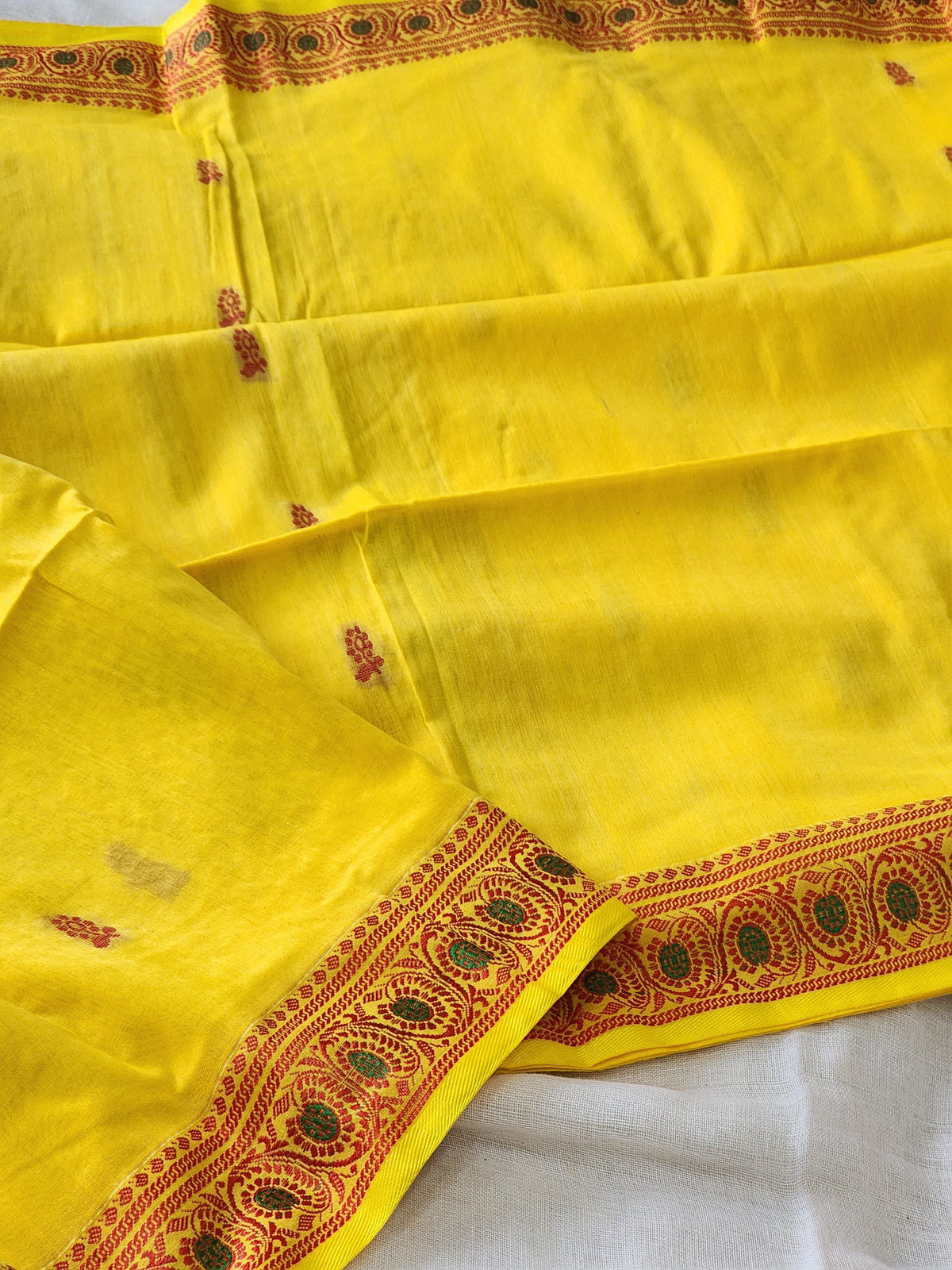 Yellow Baluchari Cotton Saree