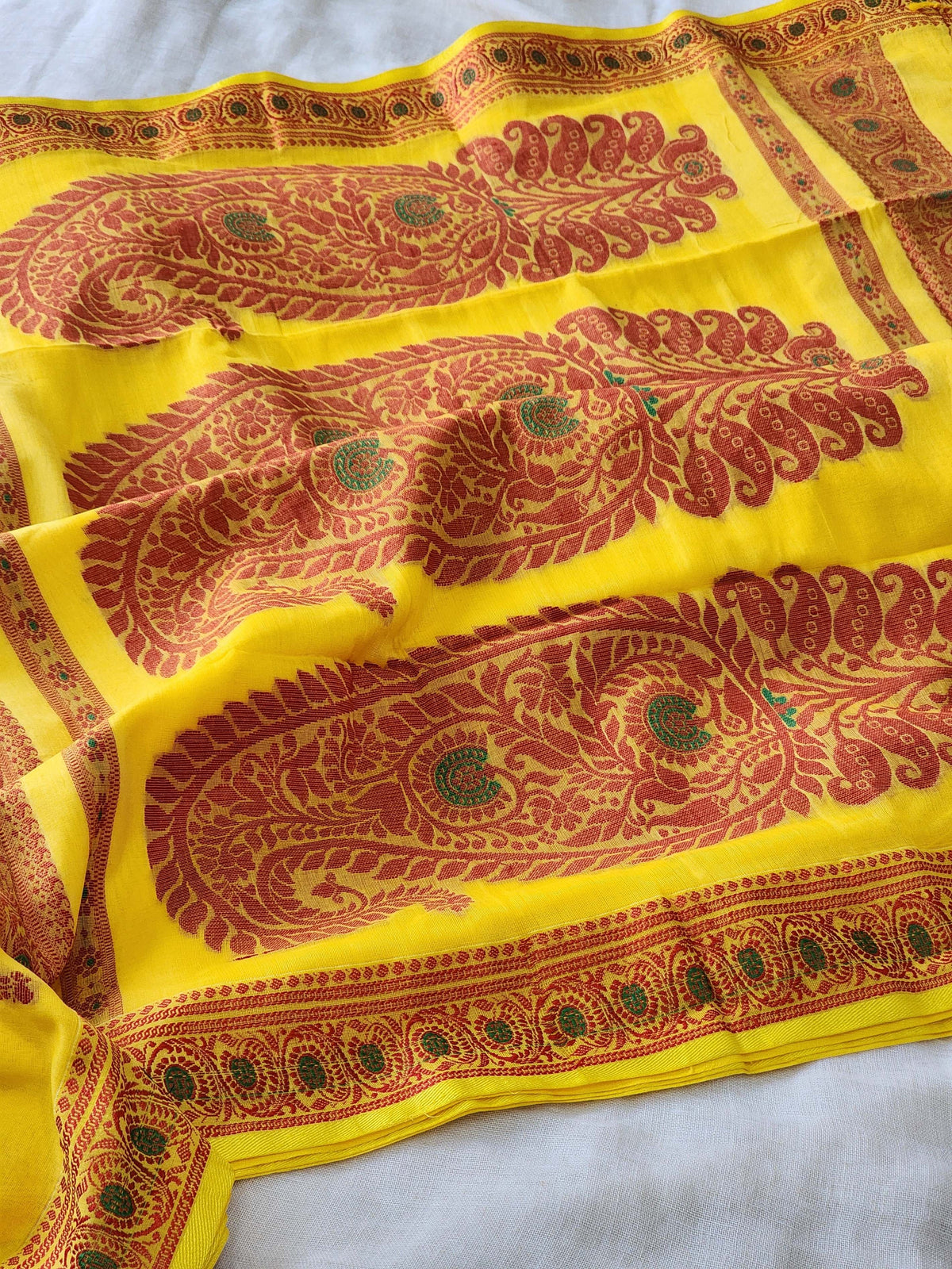 Yellow Baluchari Cotton Saree