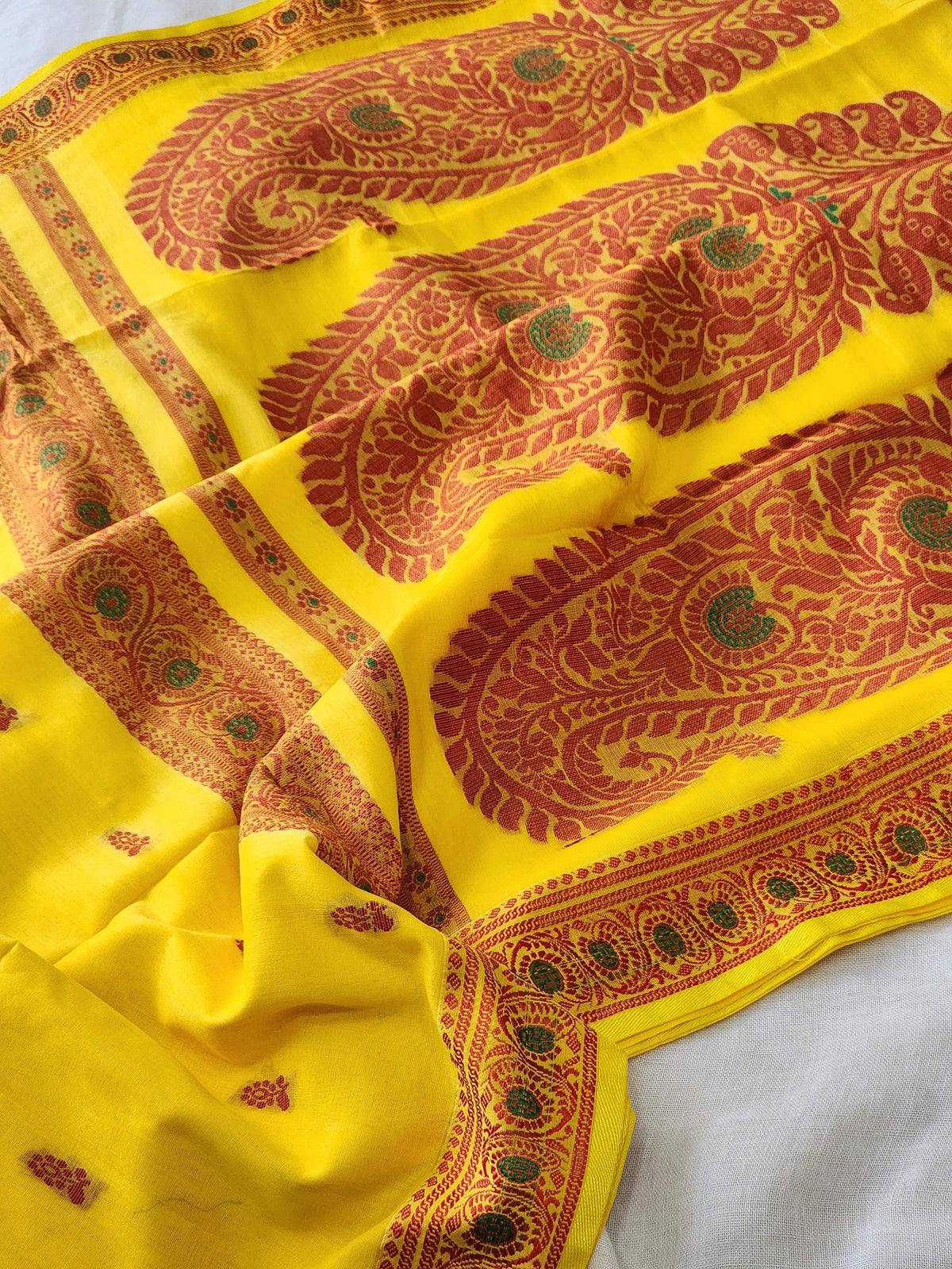 Yellow Baluchari Cotton Saree