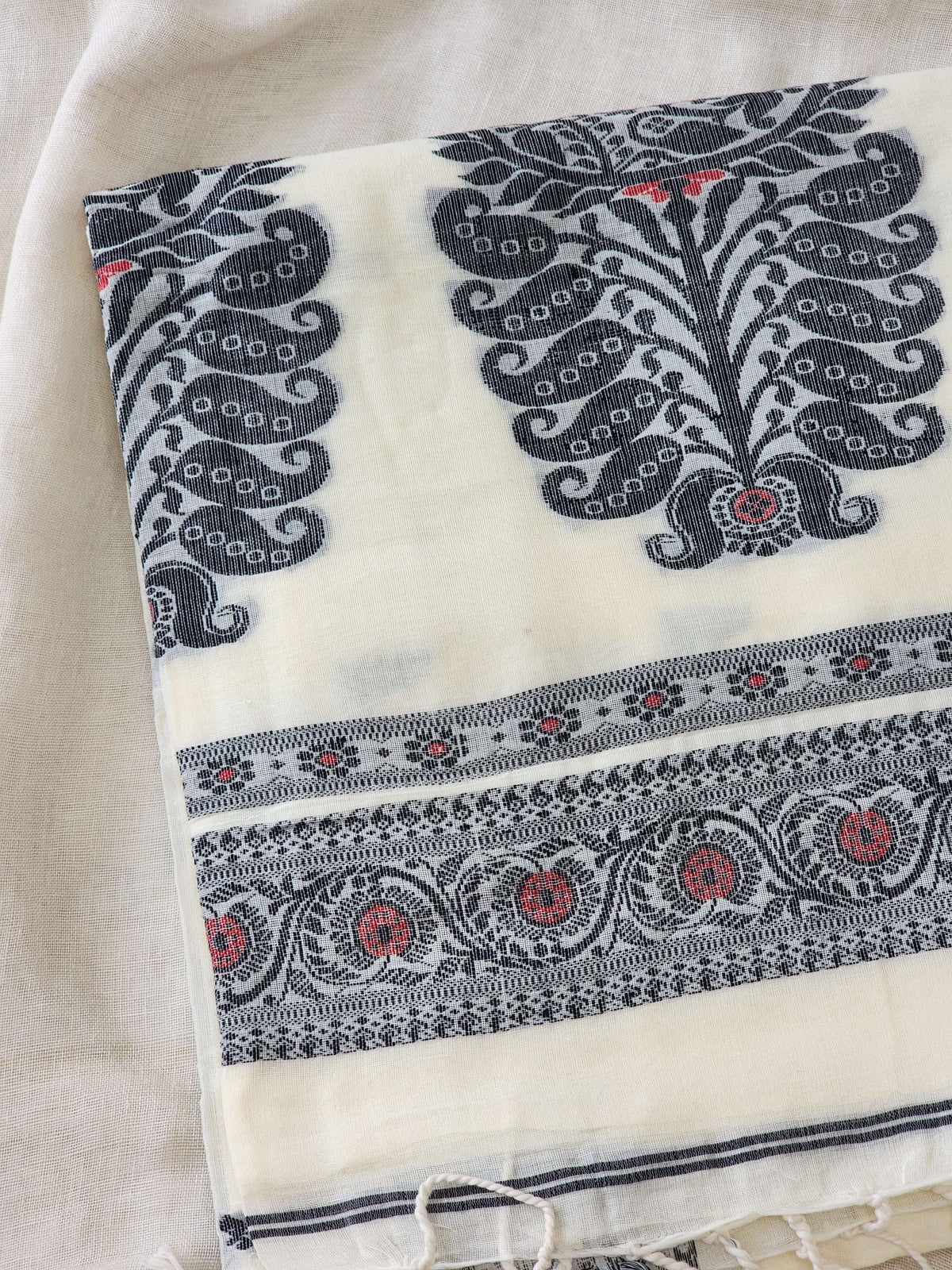 Cream Baluchari Cotton Saree
