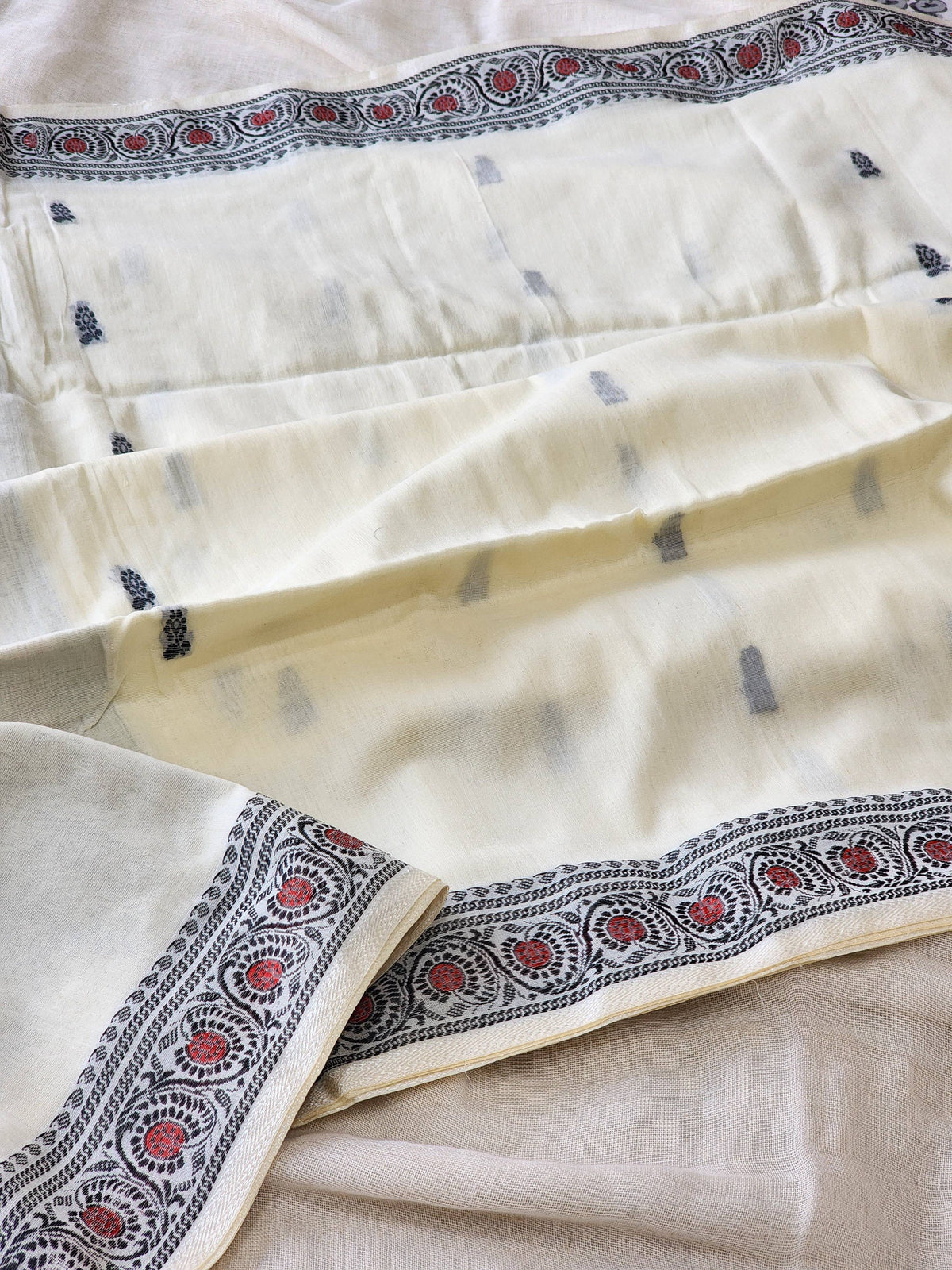 Cream Baluchari Cotton Saree