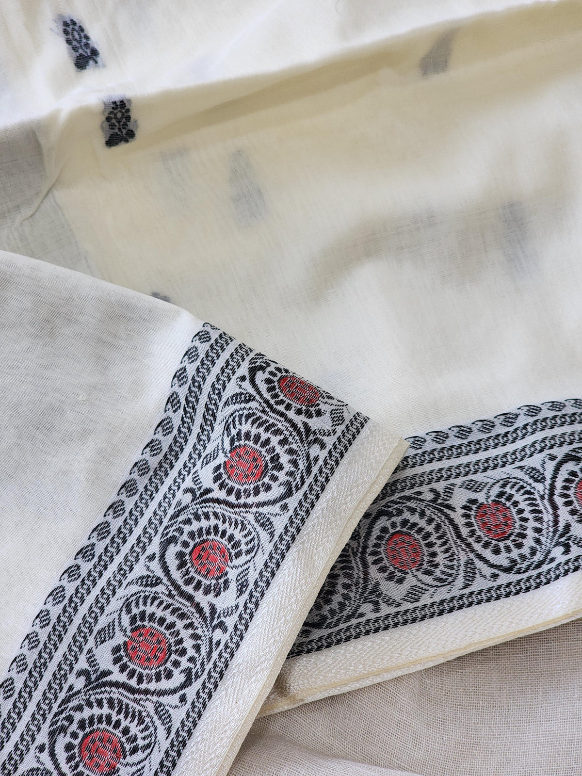 Cream Baluchari Cotton Saree