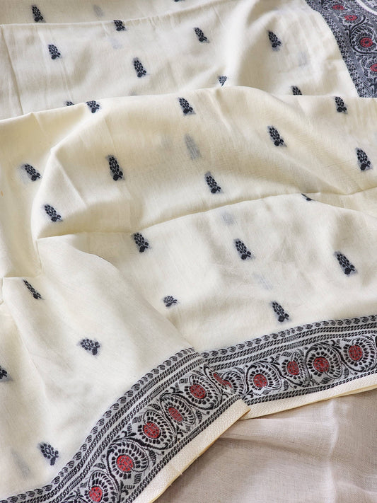 Cream Baluchari Cotton Saree