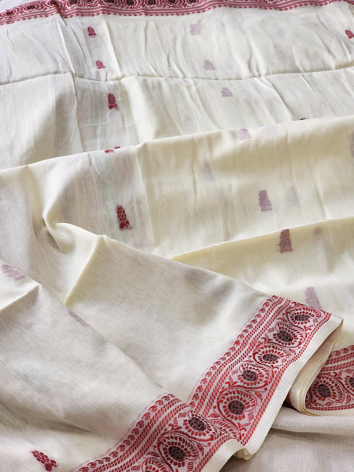 Cream Baluchari Cotton Saree