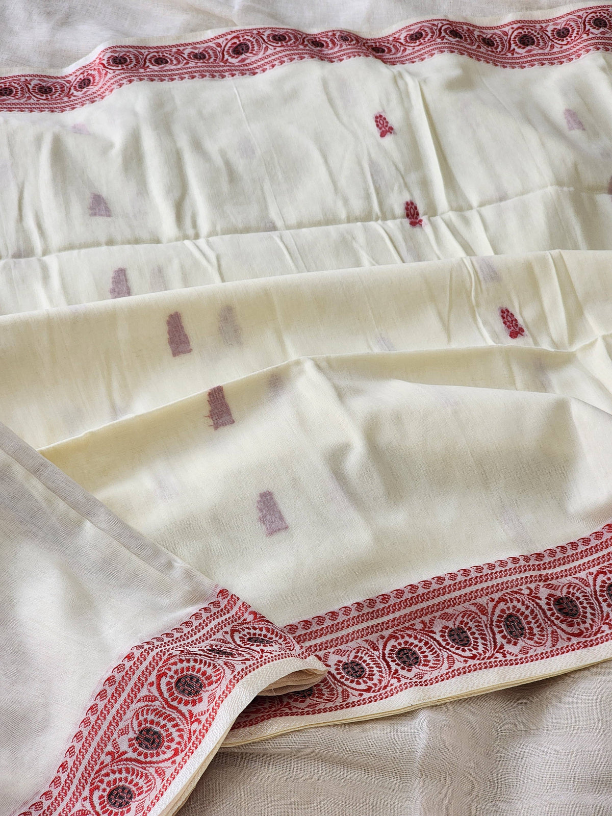 Cream Baluchari Cotton Saree