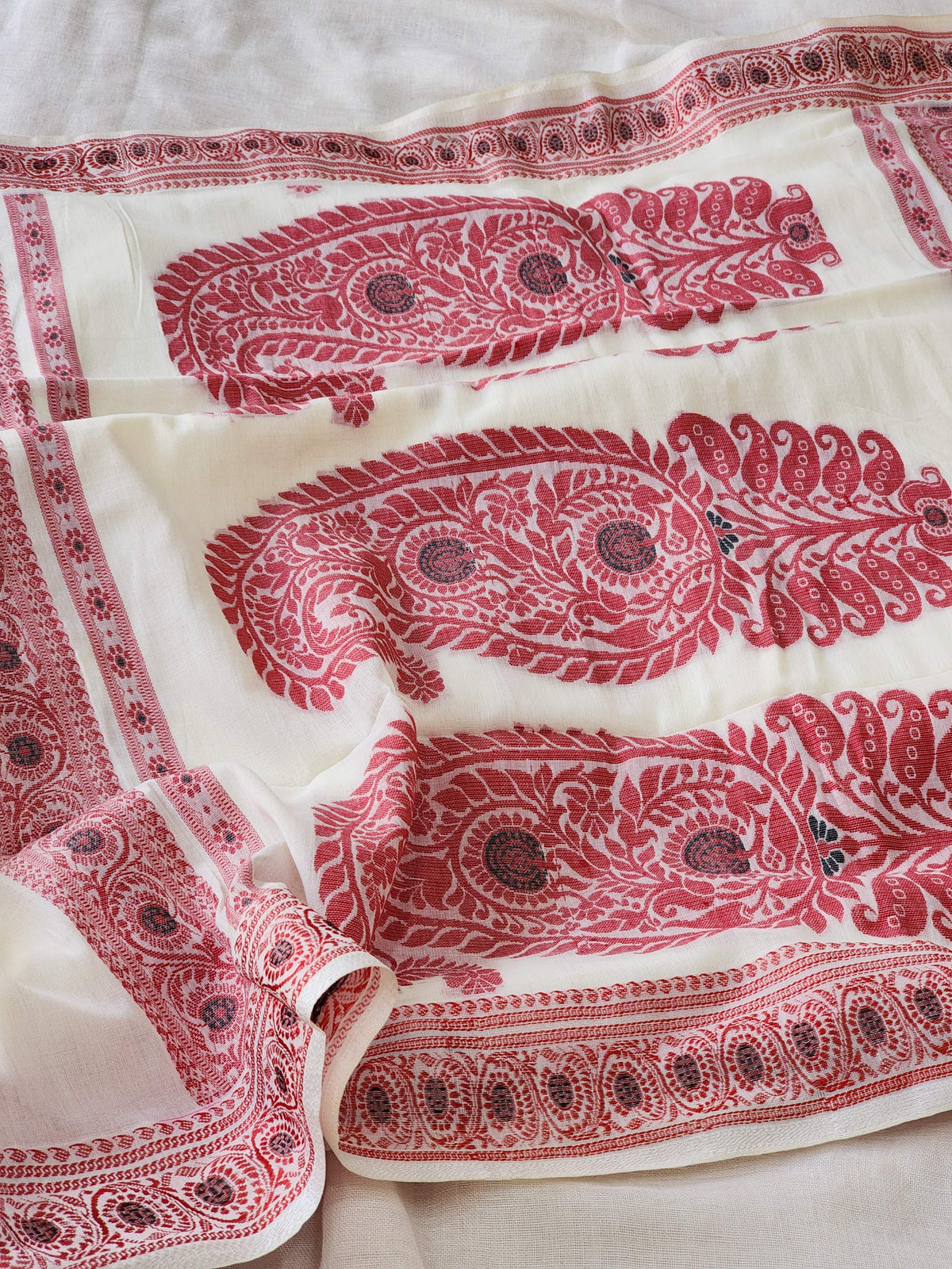 Cream Baluchari Cotton Saree