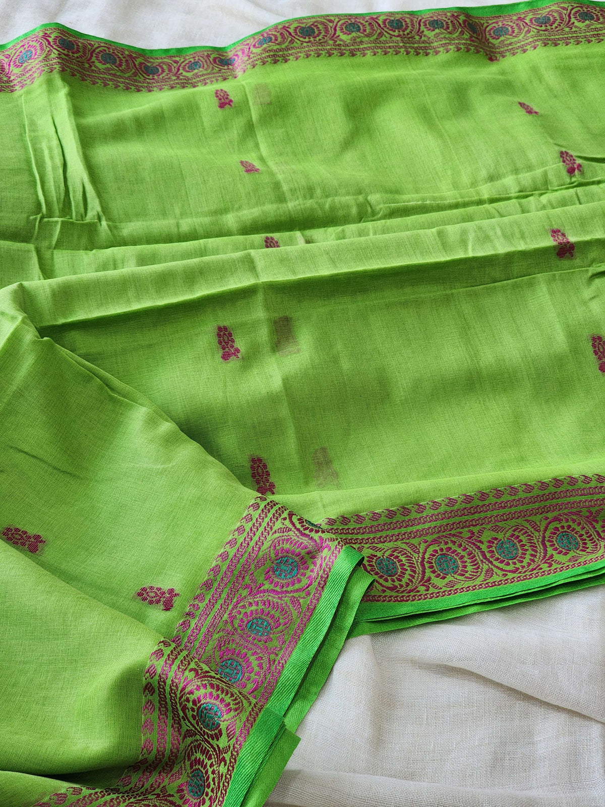 Green Baluchari Cotton Saree