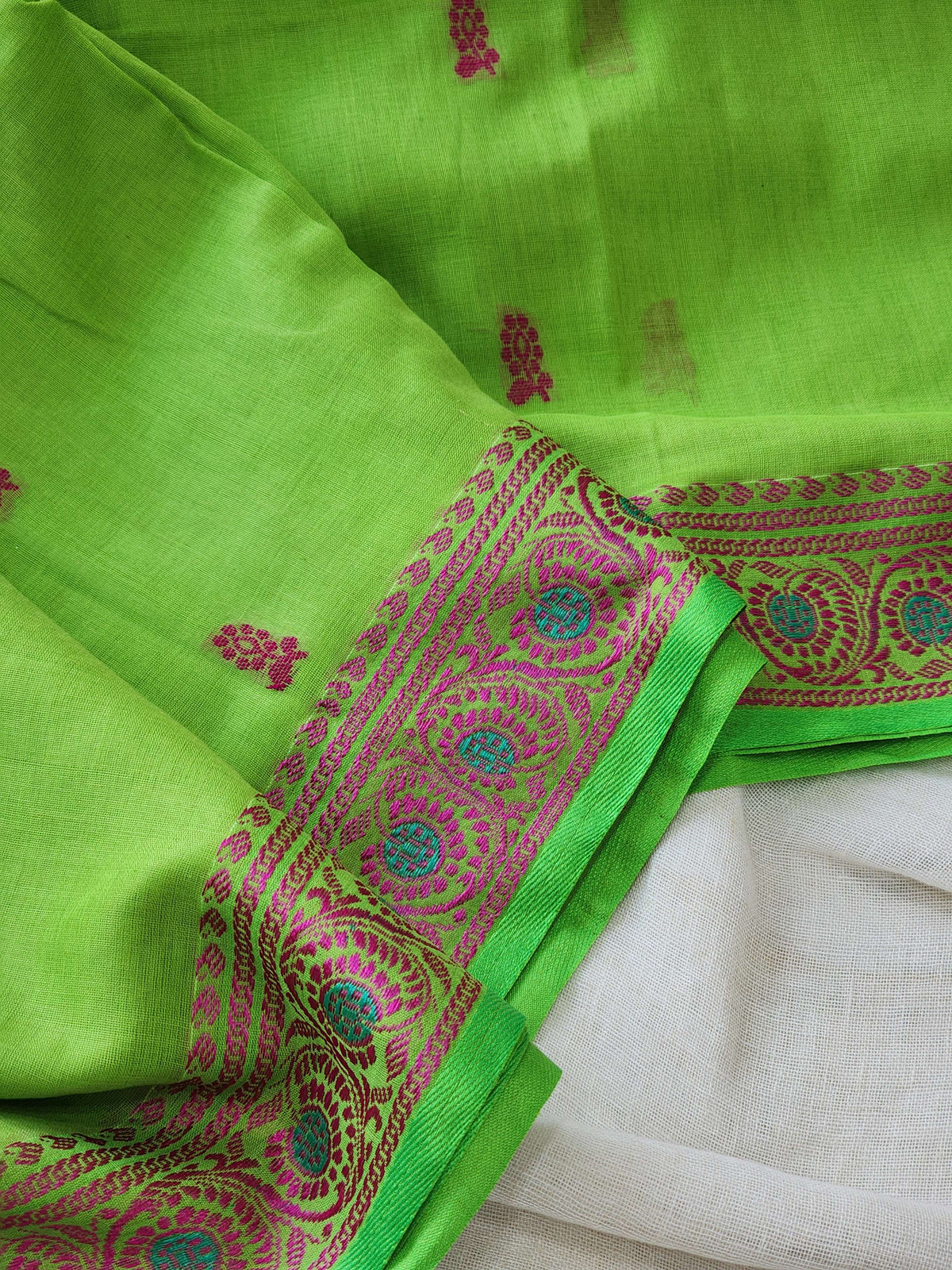 Green Baluchari Cotton Saree
