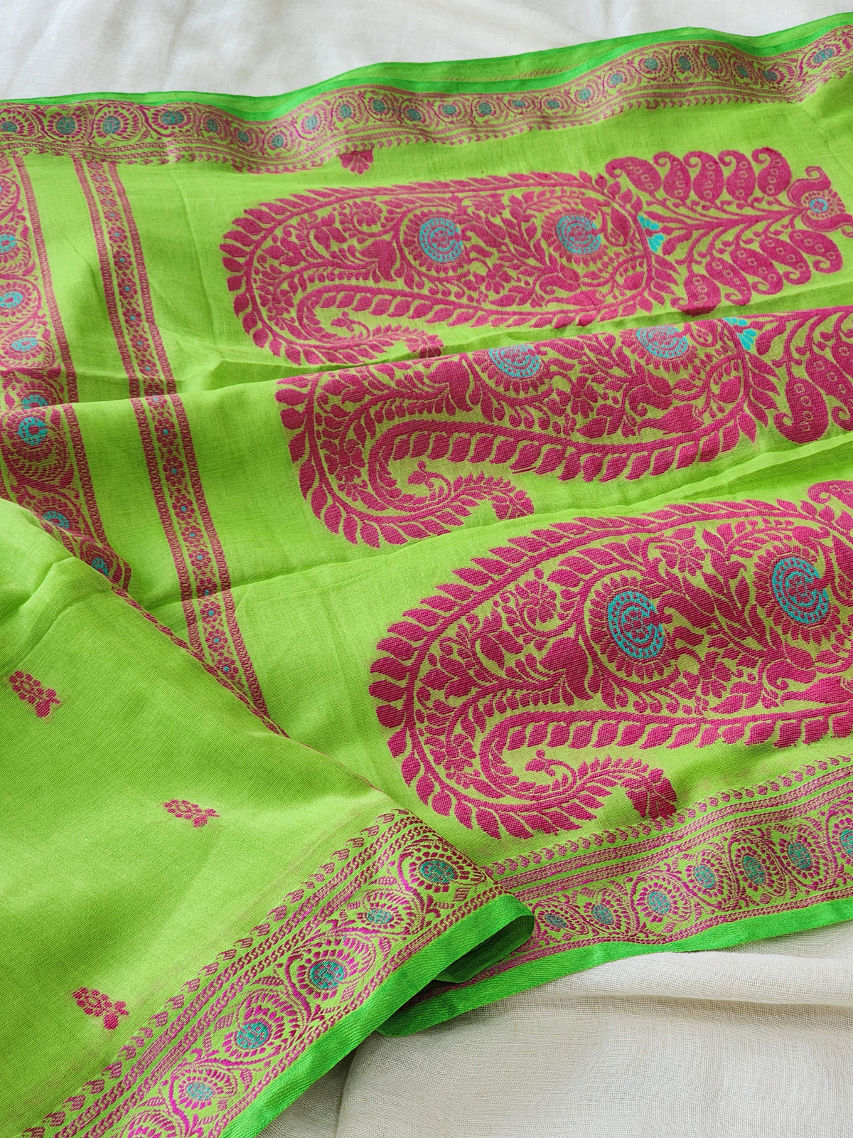 Green Baluchari Cotton Saree
