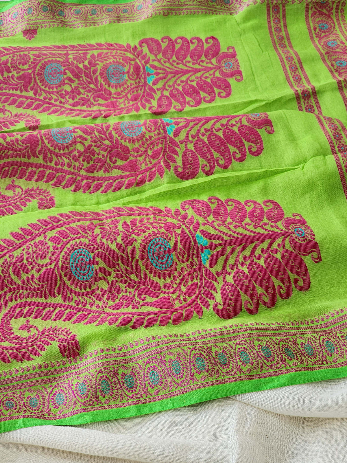 Green Baluchari Cotton Saree
