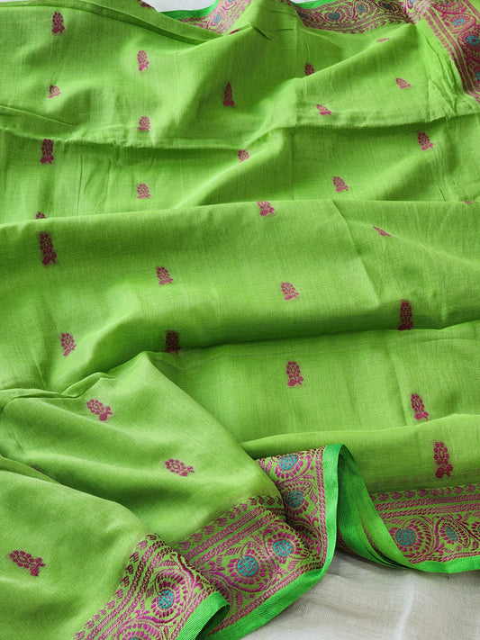 Green Baluchari Cotton Saree