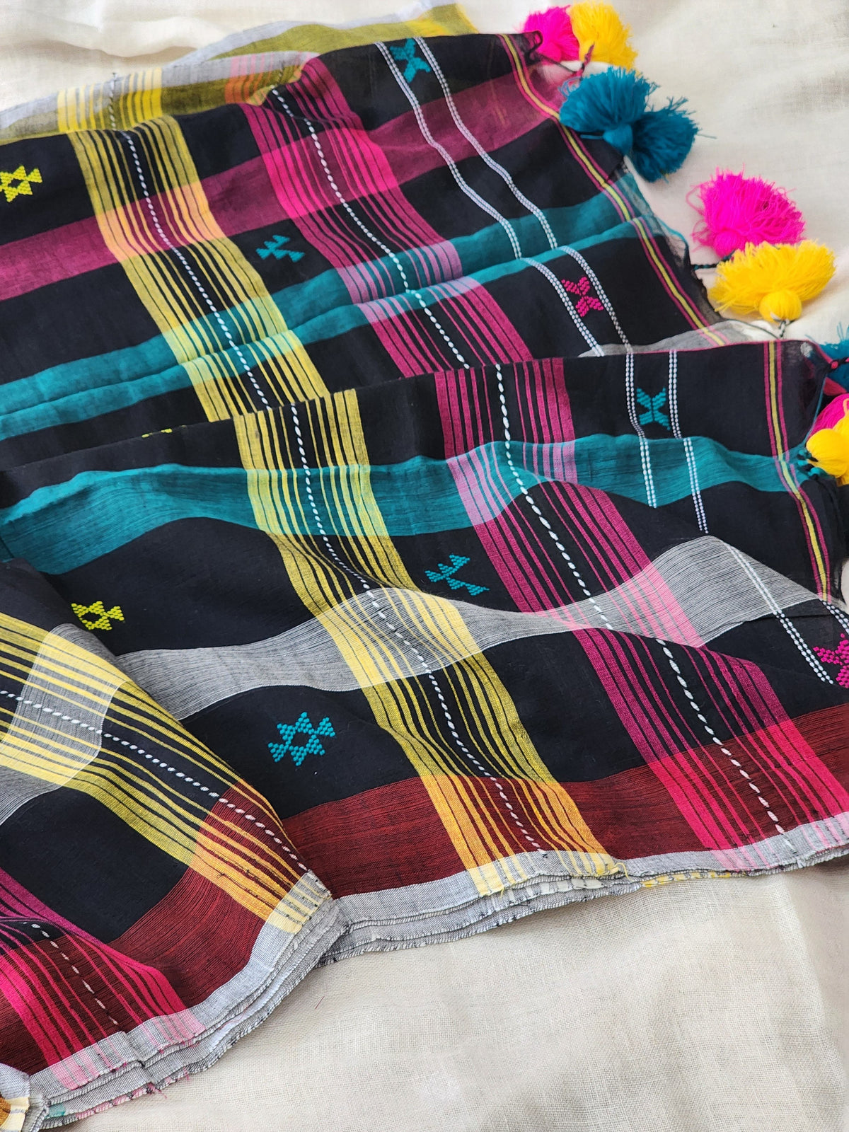 Black Handwoven Cotton Saree