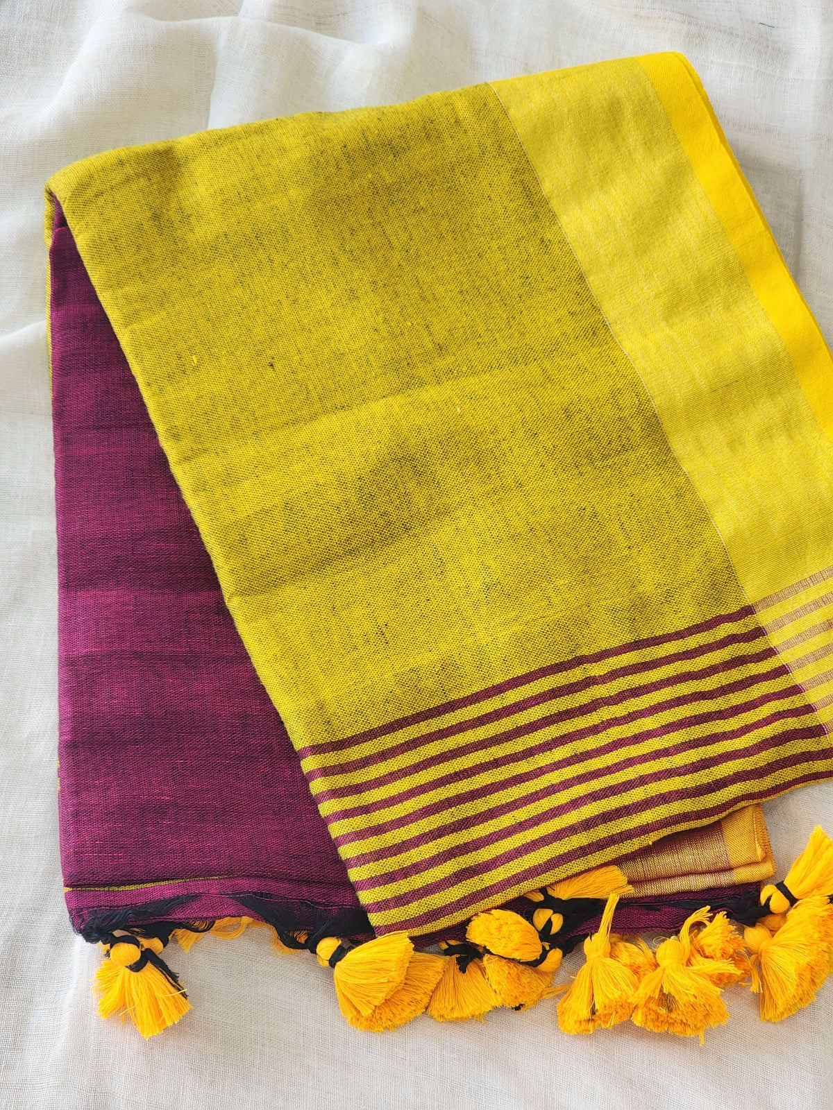 Burgundy Linen Cotton Saree