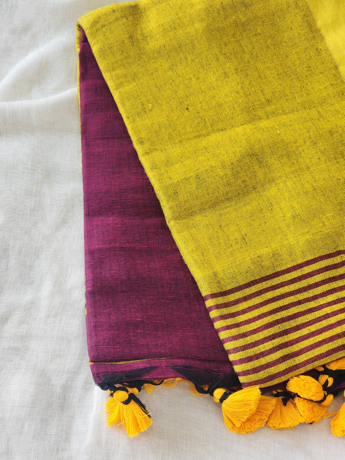 Burgundy Linen Cotton Saree