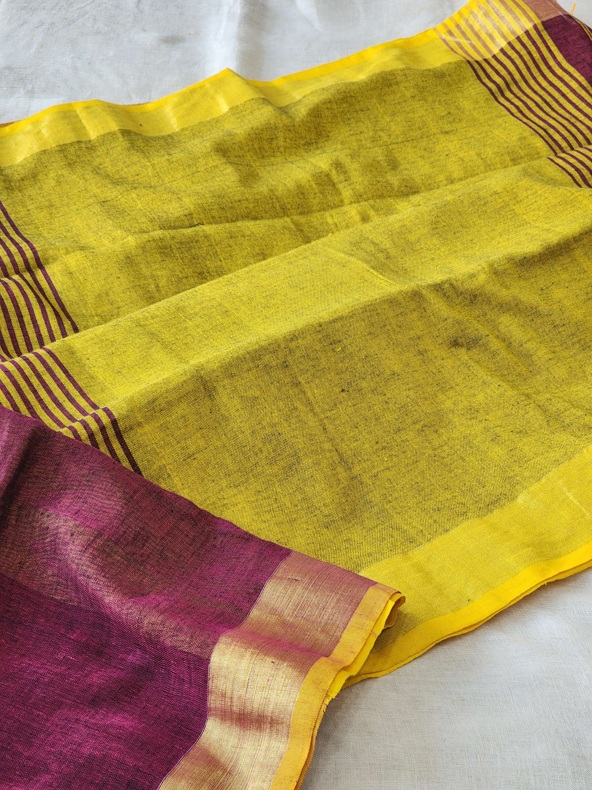 Burgundy Linen Cotton Saree