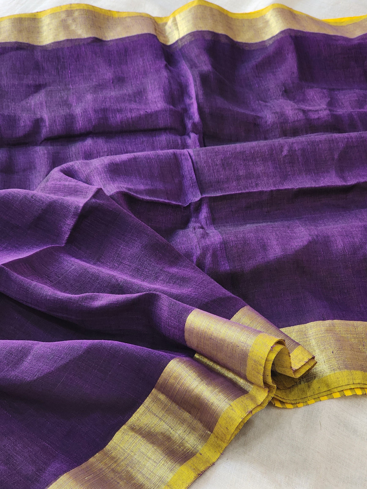 Purple Linen Cotton Saree
