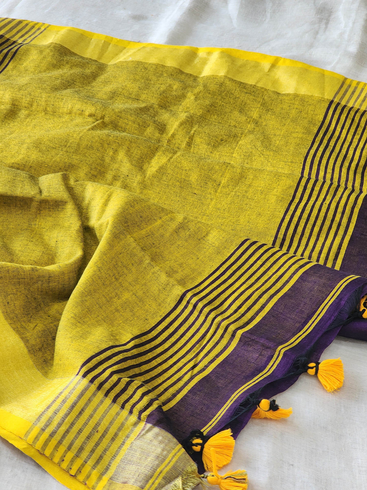 Purple Linen Cotton Saree