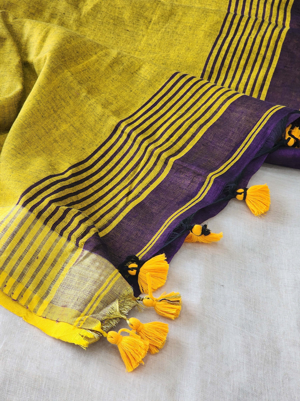 Purple Linen Cotton Saree