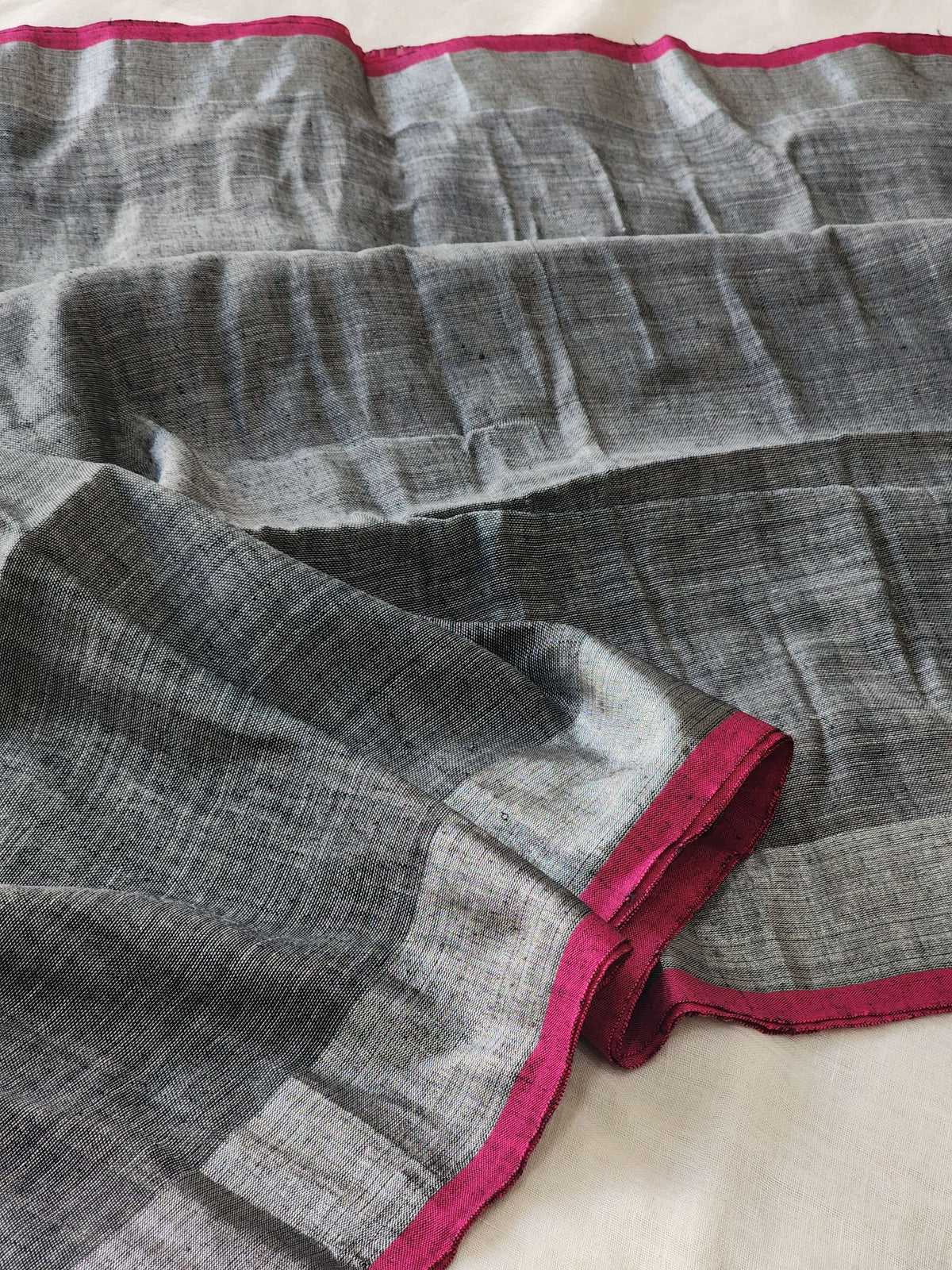Grey Linen Cotton Saree