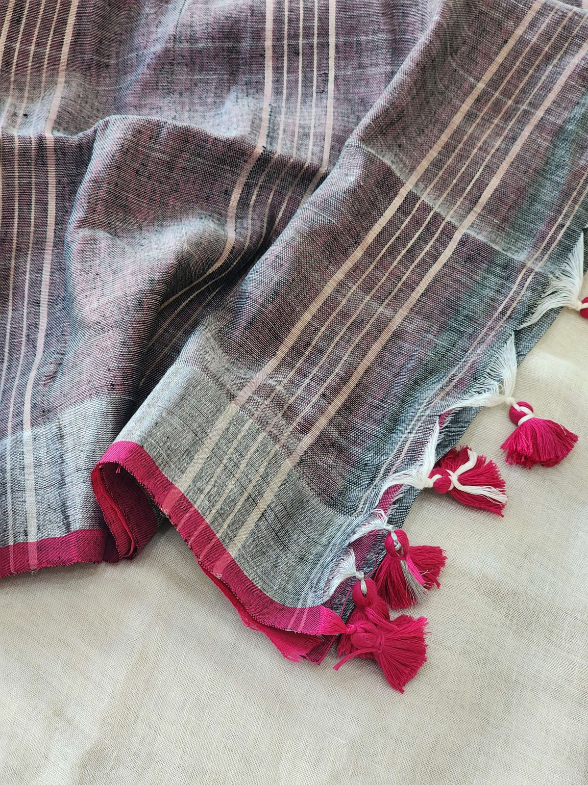 Grey Linen Cotton Saree