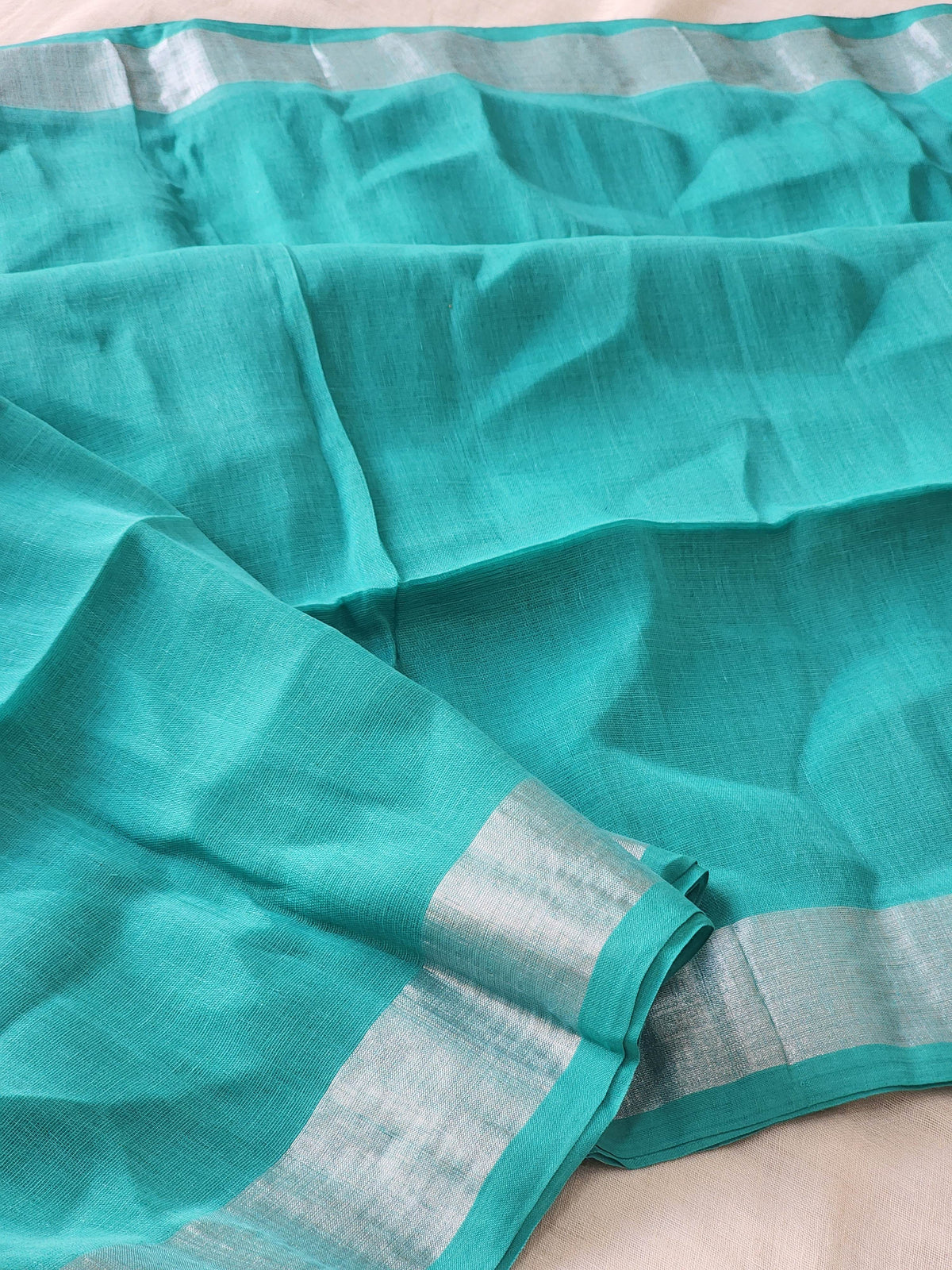 Sea Green Linen Cotton Saree
