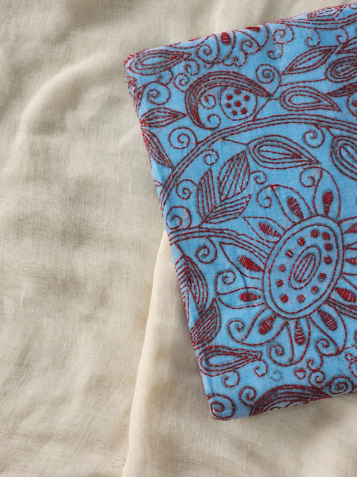 Blue Kantha Cotton Saree