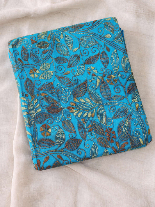 Blue Kantha Cotton Saree