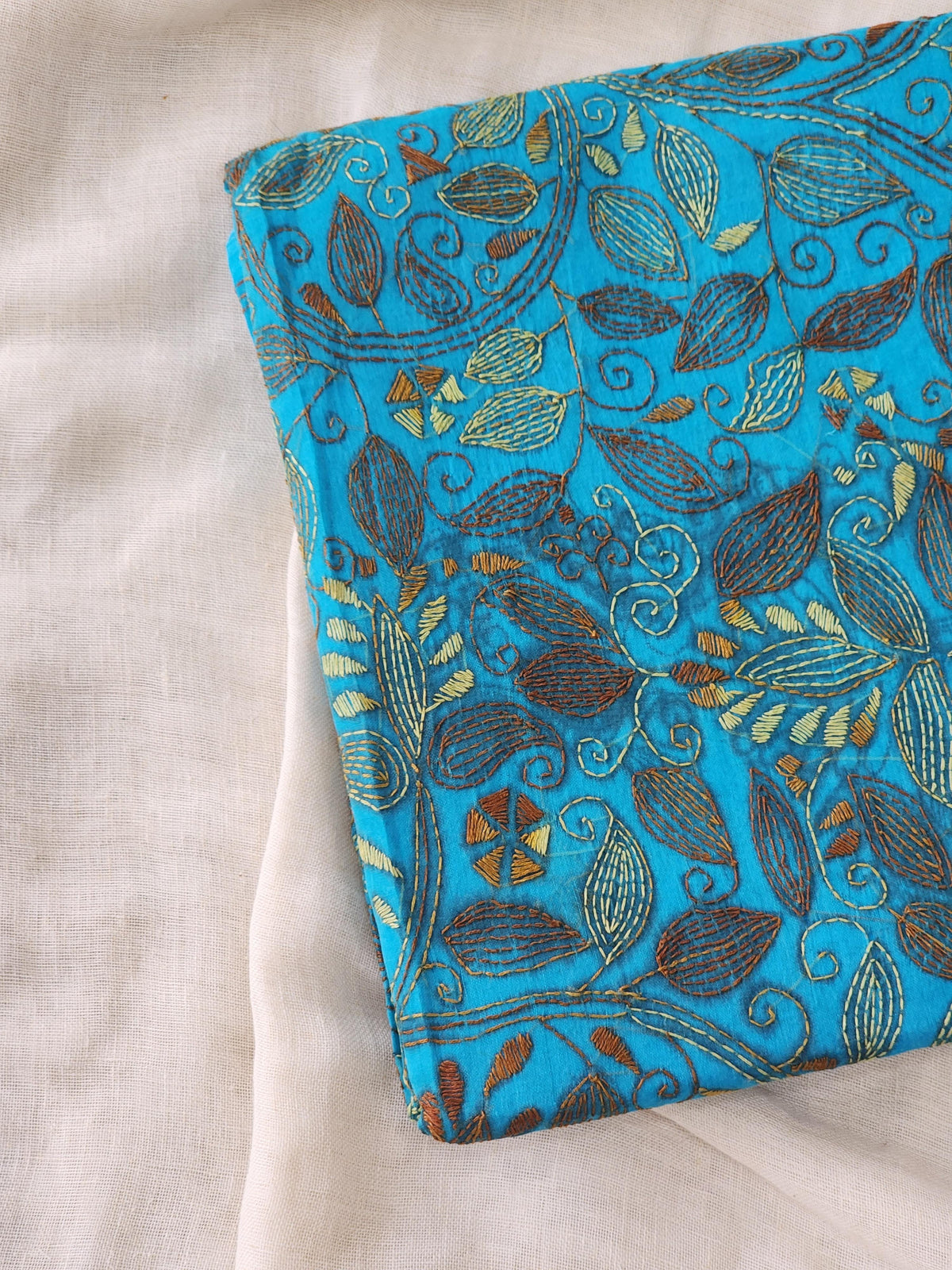 Blue Kantha Cotton Saree