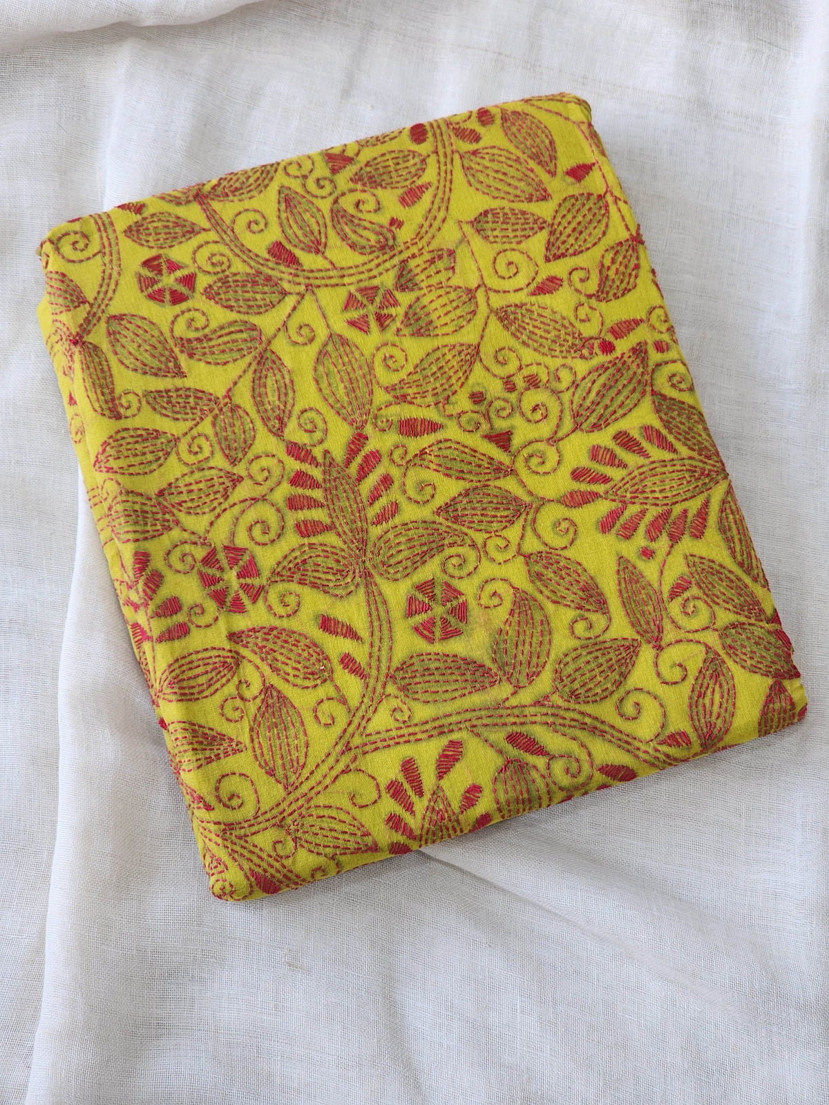 Yellow Kantha Cotton Saree