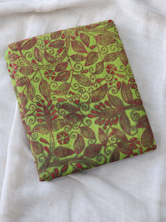 Green Kantha Cotton Saree
