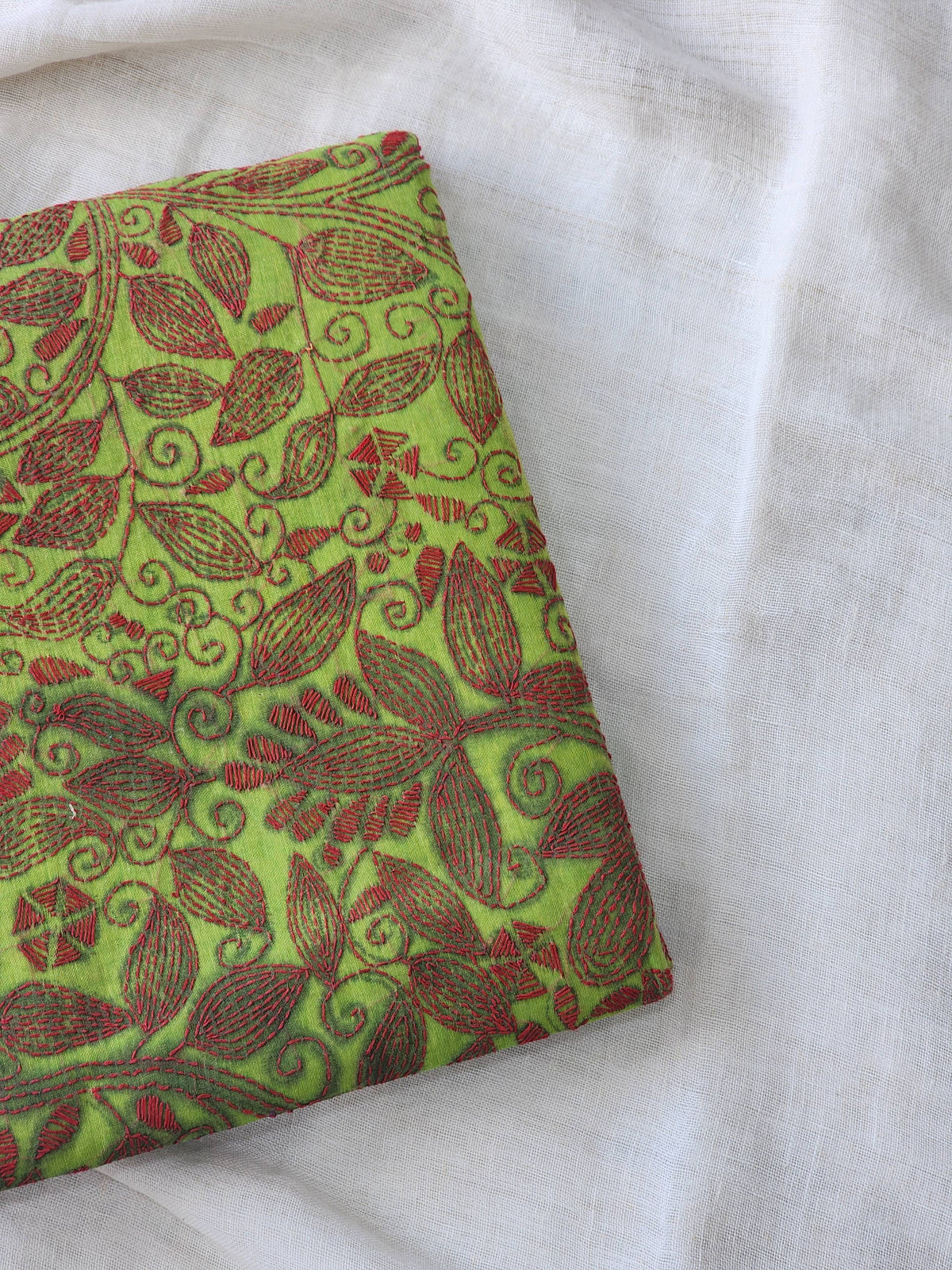 Green Kantha Cotton Saree