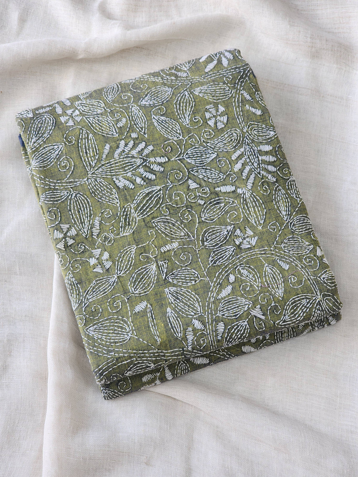 Green Kantha Cotton Saree