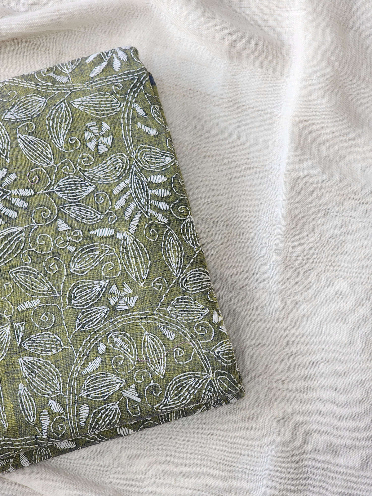 Green Kantha Cotton Saree